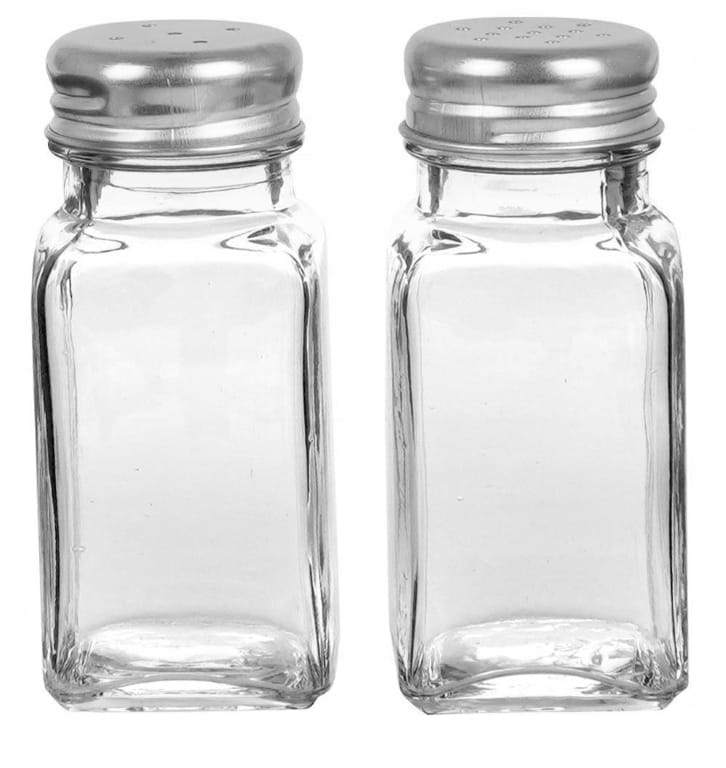 Salt and Pepper Shaker Set of Transparent Glass Spice Jars