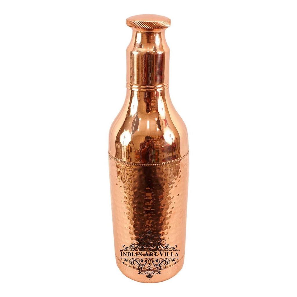 Pure Copper Drinkware Gift Set of Cocktail Design 1 Bottle & 2 Glass with Gift Box, Gift Item for Diwali,Bottle-1.15 Liter & Glass-450 Ml