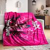 Custom 1Pc Pink Graffiti Anime Swordswoman Fleece Flannel Blanket Soft Warm Cozy Office Throw For Bedroom Couch Travel Birthday Xmas Gift