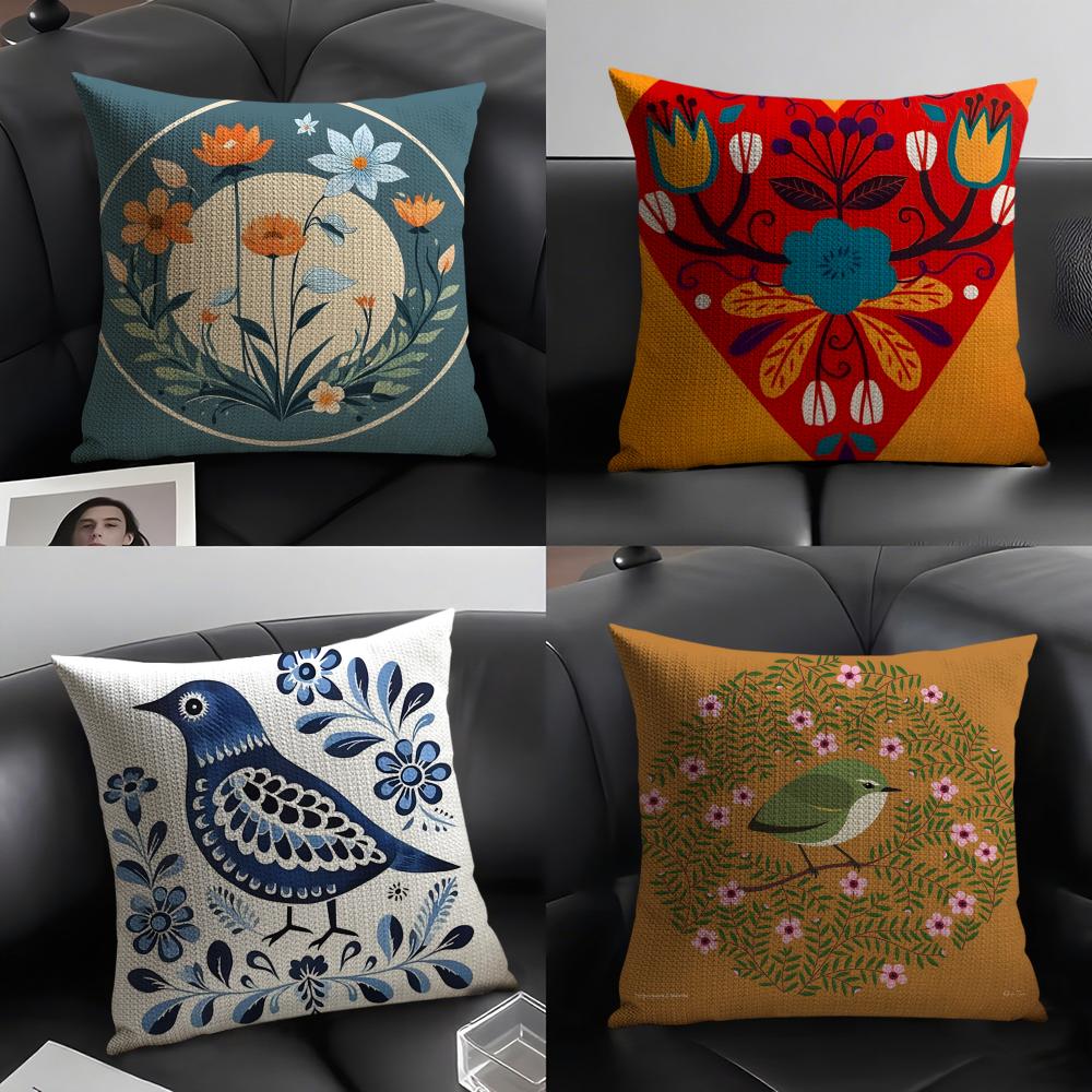 Blue Bird Home Decor Print Pillow Case Home Living Room Decoration Linen Pillowcover Pillow Cases Cushion Cover