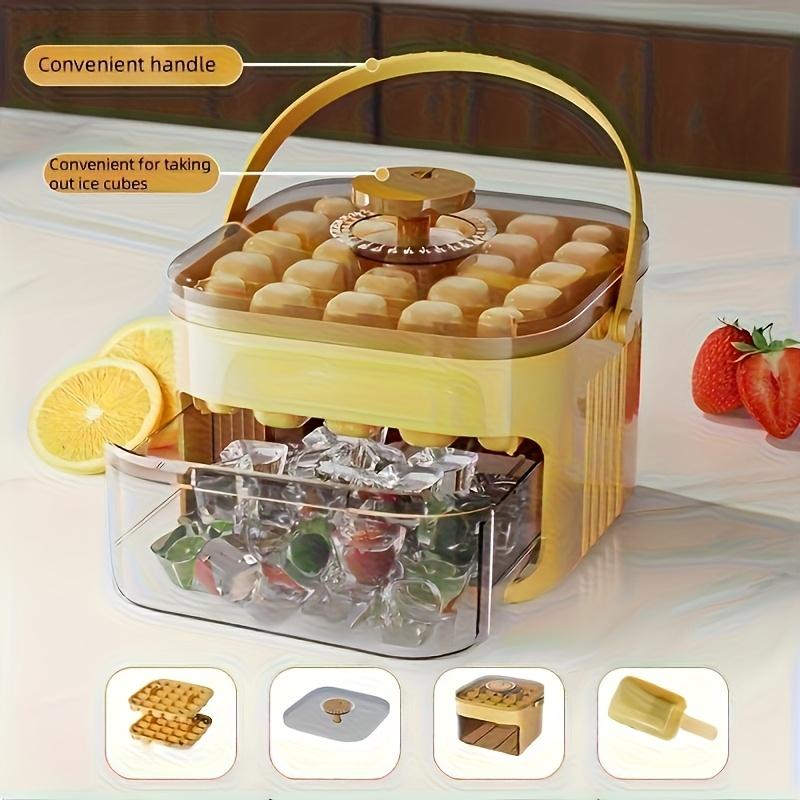 Portable No Electricity Ice Cube Box Easy Press Lid Double Layer Ice Tray Refrigerator Space Saving Home Storage Organizer