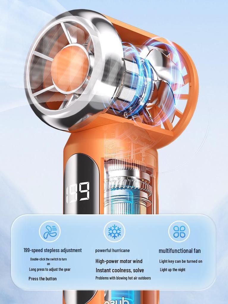 2026 Rechargeable High-Speed Mini Cooling Fan with Digital Display - Portable USB Handheld Ice Pack Fan