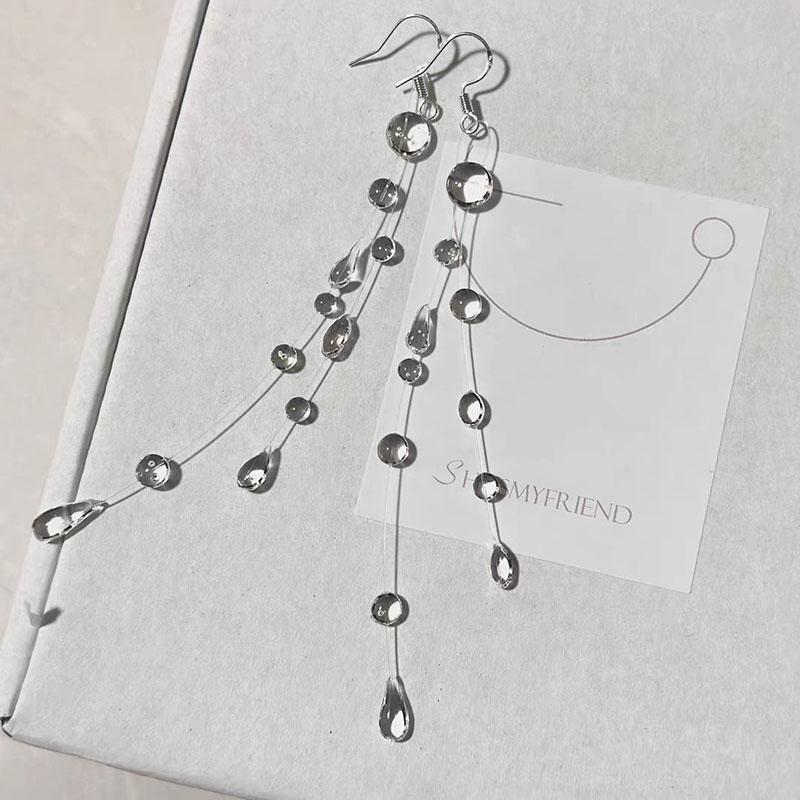 

Модная подвеска в виде капли воды, прозрачные серьги-капли дождя, простые серьги с кисточками, ожерелье, браслет, нишевые персонализированные украшения