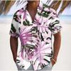 Camicia da uomo con stampa 3D di foglie Camicia con bottoni Camicia casual Camicia estiva Manica corta Abbigliamento quotidiano per le vacanze