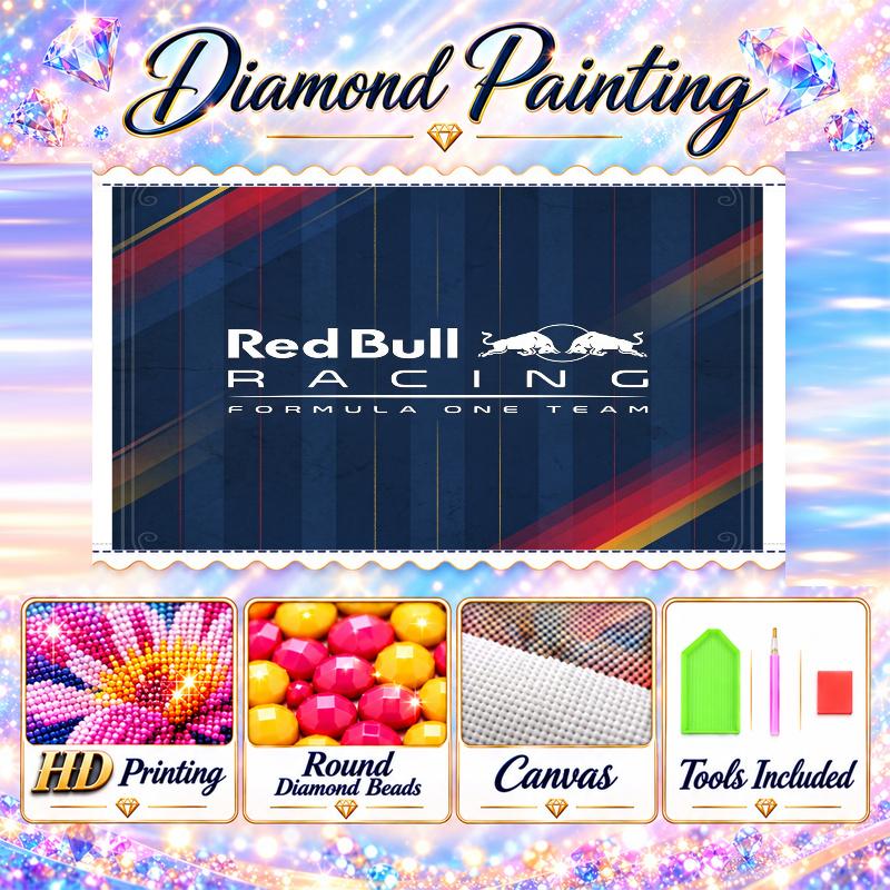 Red Bull Racing Diamond Painting Kit 5D Full Drill DIY Diamond Mosaic Wall Art Home Decor