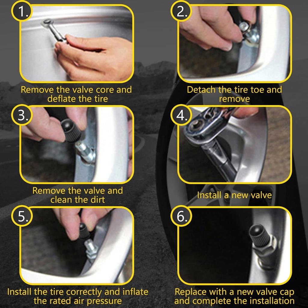 100 Pieces TR412 TR413 TR414 Tire Valve Stems Rubber Black Rubber Snap-In Valves,Tubeless Valve Stems Suit For 0.453 Inch Rim Holes On Standard