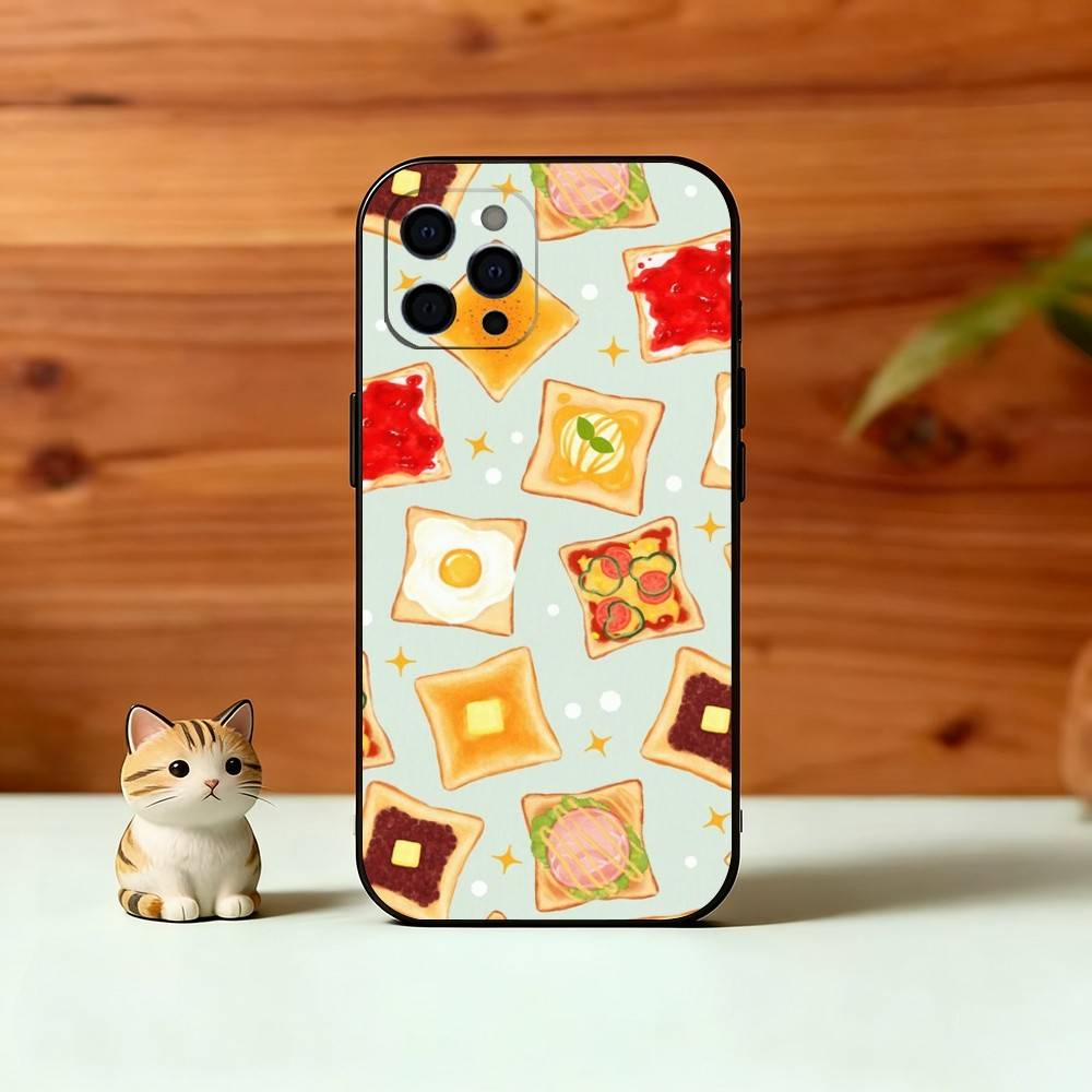 Cute Bread Illustration Phone Case Silicone Soft For IPhone 17 16 15 14 13 12 11 X XR Plus Pro Max Plus