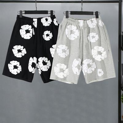 Pantalones cortos de verano para hombre con estampado de flores, cordón, cintura elástica, bolsillos sueltos, plisados, para vacaciones, deporte en la playa, ropa de casa informal, pantalones cortos