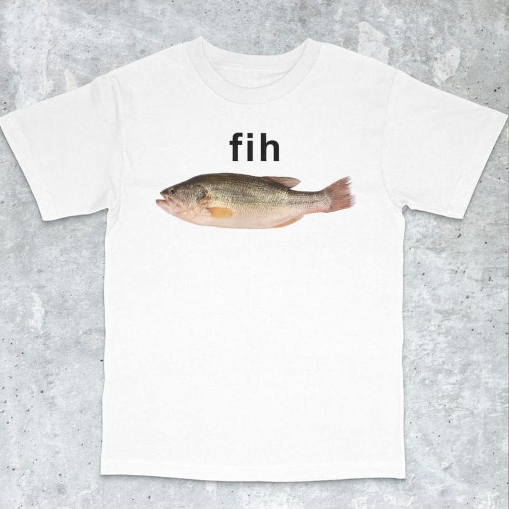Fih Fish Meme Shirt Stupid Funny Meme Brain Rot Printed Tshirt Women Unisex Fashion Casual Oneck Cotton Shortsleev Ropa Hombre