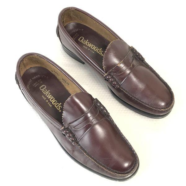 80er-90er Made in USA Oakwoods Echtes Leder Mackay Penny Loafer Herren 26.5-27.0 Rotbraun(GEBRAUCHT)
