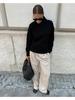 Women's New Autumn  Winter Patchwork Turtleneck Sweater Casual Oversized Thick Knit Pullover Sweatshirts for Women