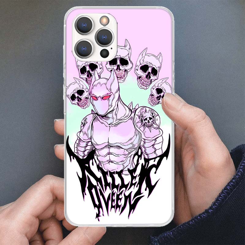 Anime JoJo Killer Queen Phone Case For Apple iPhone 16 15 14 13 12 11 Pro Max Mini XS XR X 7 Plus 8 + SE Soft Silicone Print She