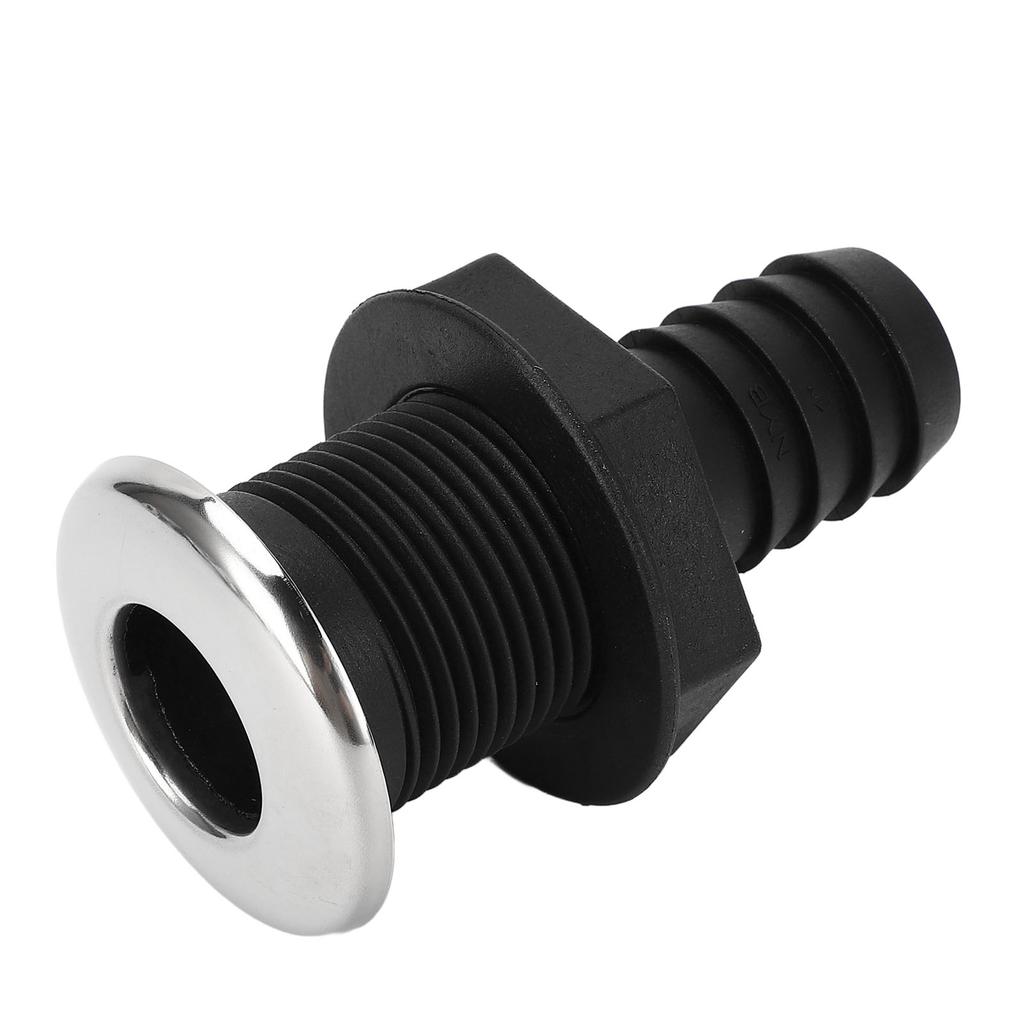 25mm Thru Hull Fitting Nylon Impact Resistance Leakproof Long Lasting Use Thru Hull Connection for Boats Straight