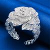 Bracelet Ouvert Exquis en Argent Sterling 925 avec Fleur Creuse pour Femmes - Accessoires de Bijoux pour Fête et Mariage
