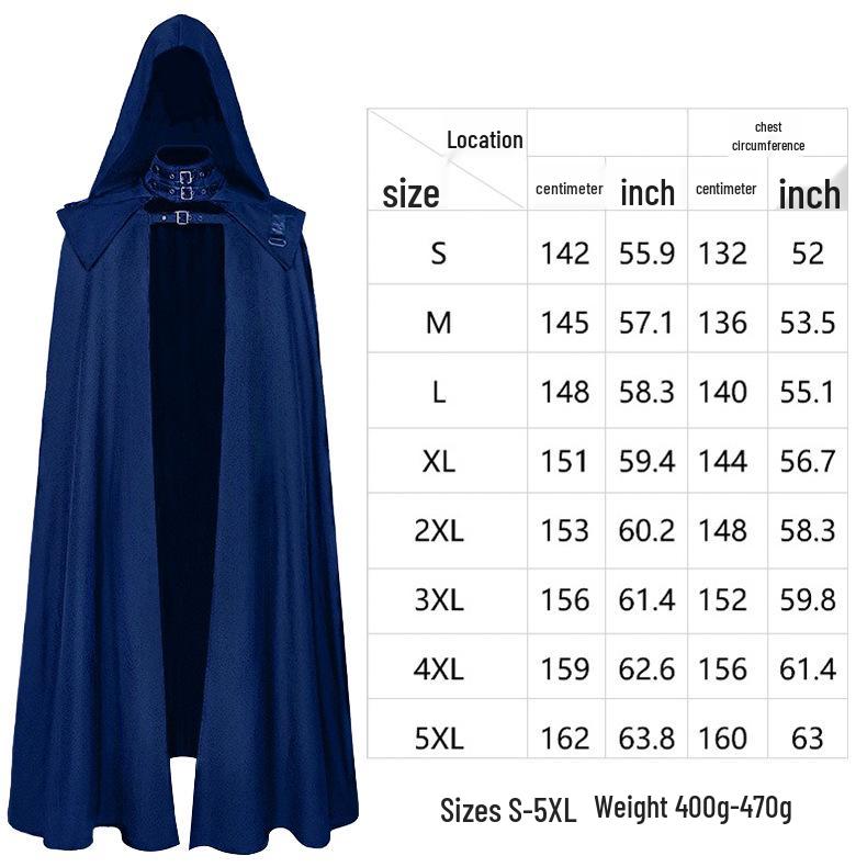 Halloween Gothic Mittelalterlicher Kapuzen-Trenchcoat