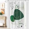Striped Fabric Bathroom Shower Curtain-Modern Simple Polyester Waterproof Blue Grey Abstract Line Pattern With Hook