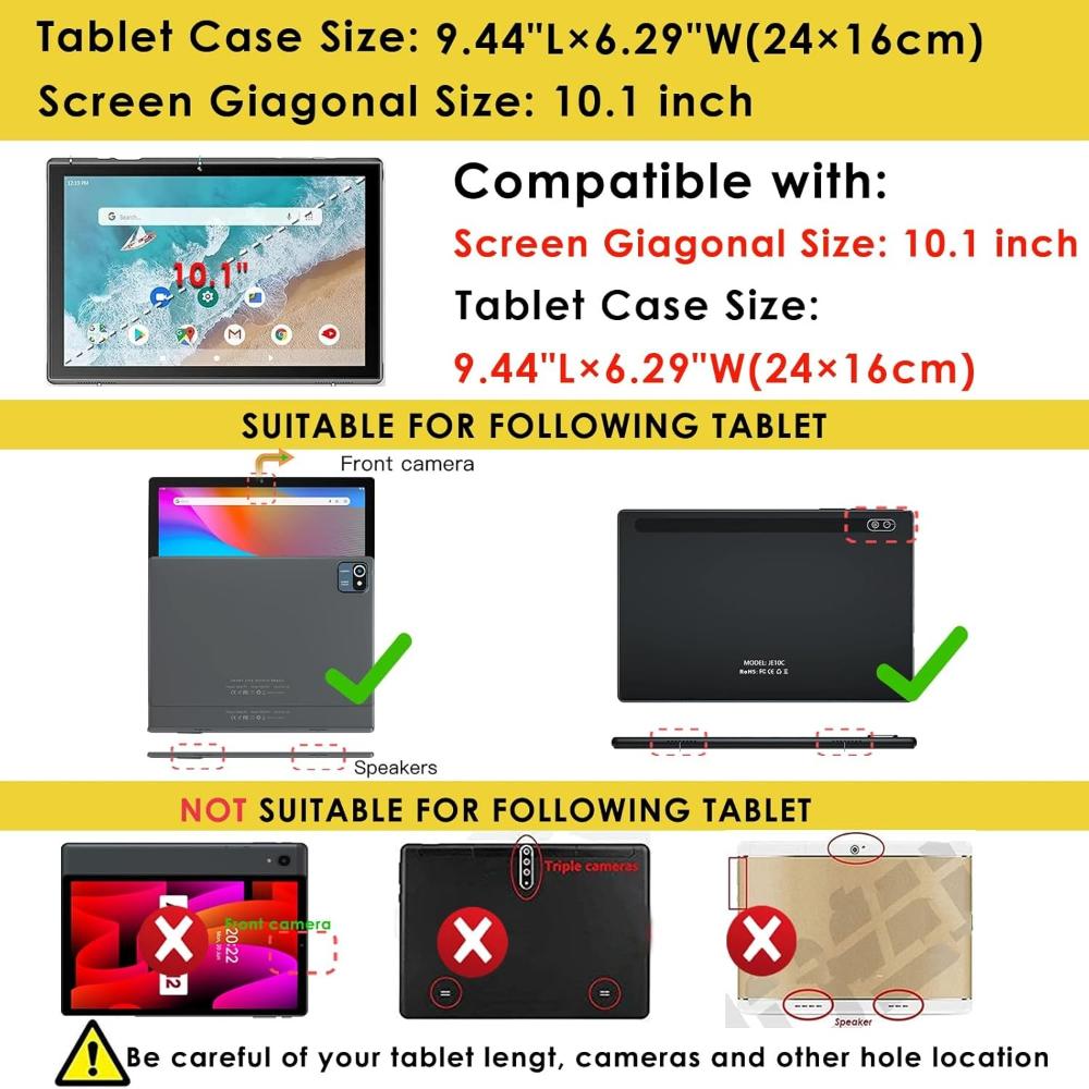 10.1 Universal Case Soft Silicone Tablet Funda for 10 10.1 Inch Android Tablet PC Shockproof Stand Cover Case L 9.57in W 6.42in