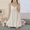 White Summer Nightdress with Chest Pad – Sweet, Pure Desire Style Imitation Cotton Pajamas for Women