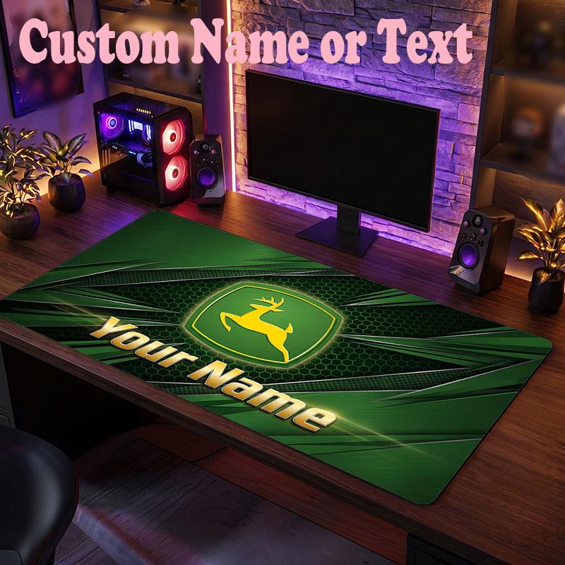 John Deere Benutzerdefinierter Name Text Mauspade, Große Schreibtisch-Mausmatte Personalisierte Home-Office-Geschenk
