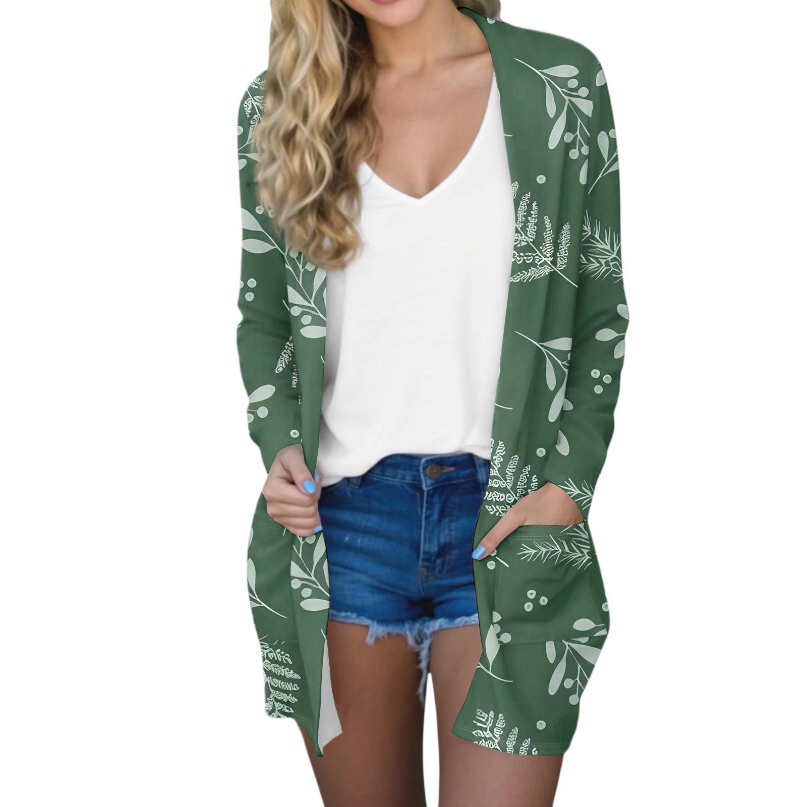 

Женский модный повседневный удобный кардиган средней длины с цветочным принтом M