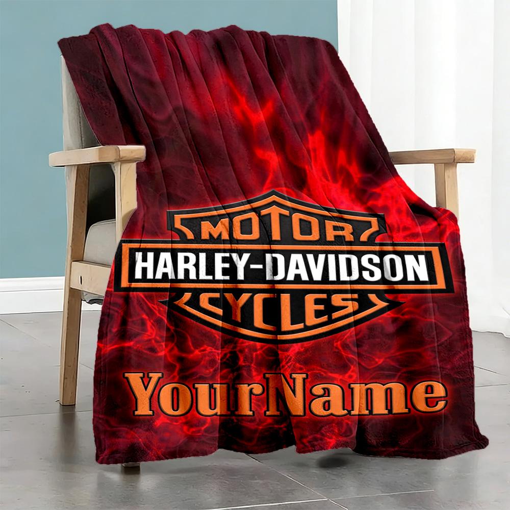 Harley-davidson Motorcycles Customize Your Name Blanket Gift Personalized Blanket Ultra-Soft Great for Bed Couch Picnics Living Room
