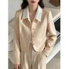 Chic French Blazer Light Mature Design Casual Champagne Color