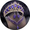 Elegant Big Tiaras and Crowns Bridal Jewelry Sets for Women Prom Wedding Crown With Choker necklace earrings Pageant Tiara Set