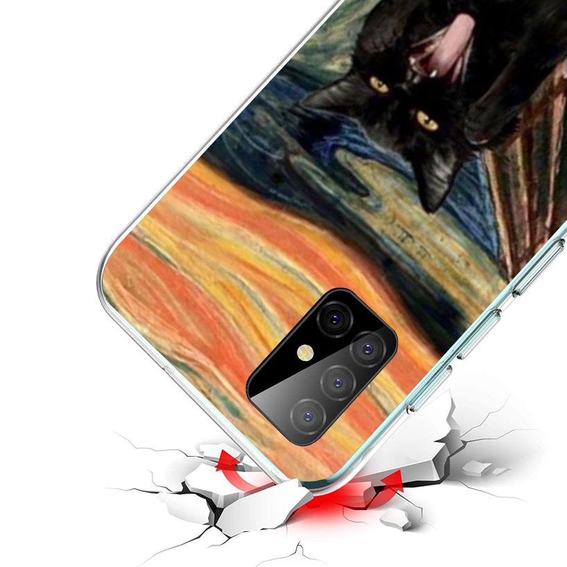 Black Cat Cartoon Cute Cover Phone Case For Samsung Galaxy A12 A22 A32 A52 A72 A02S Phone Case Note 20 Ultra 10 S10 Plus A51 A71