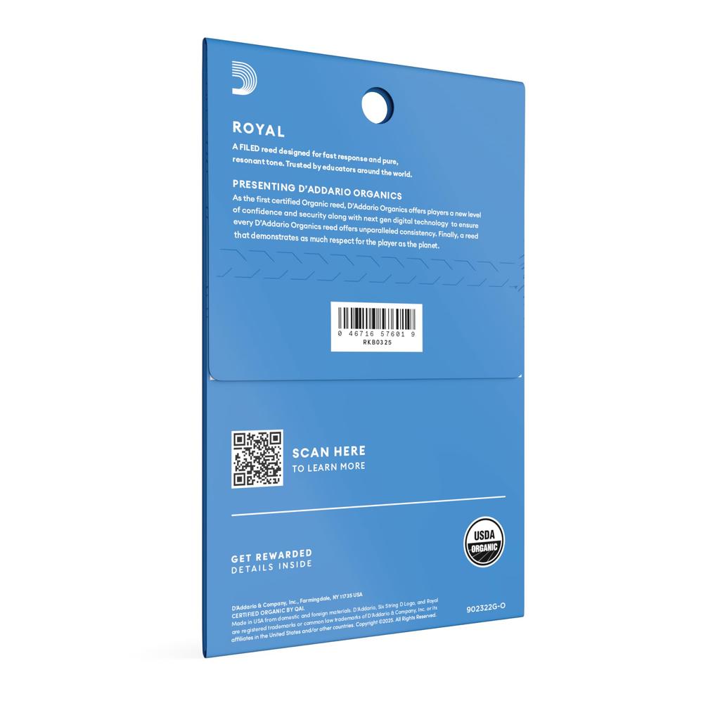 WoodWinds Reeds for Tenor Saxophone ROYAL RKB0325 D'Addario D'Addario [Hardness 2.5] 3-pack