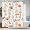 Seashell Print Shower Curtain Waterproof Bathroom Decor Wall Hanging with Various Colors Shell Pattern White