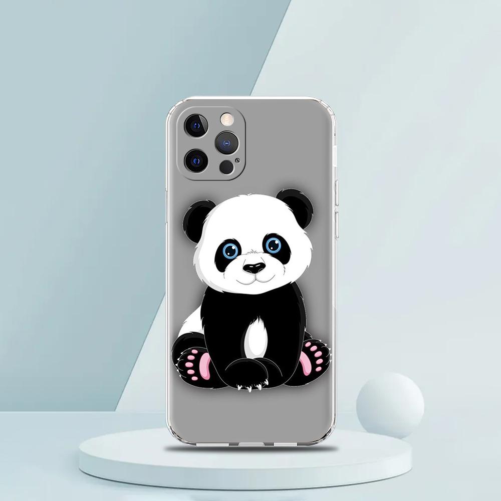 Süße Tier Panda Handyhülle für iPhone 16 15 14 13 12 Pro Max Transparent Weich für iPhone 11 Pro Max 7 8 Plus XS XR Hülle