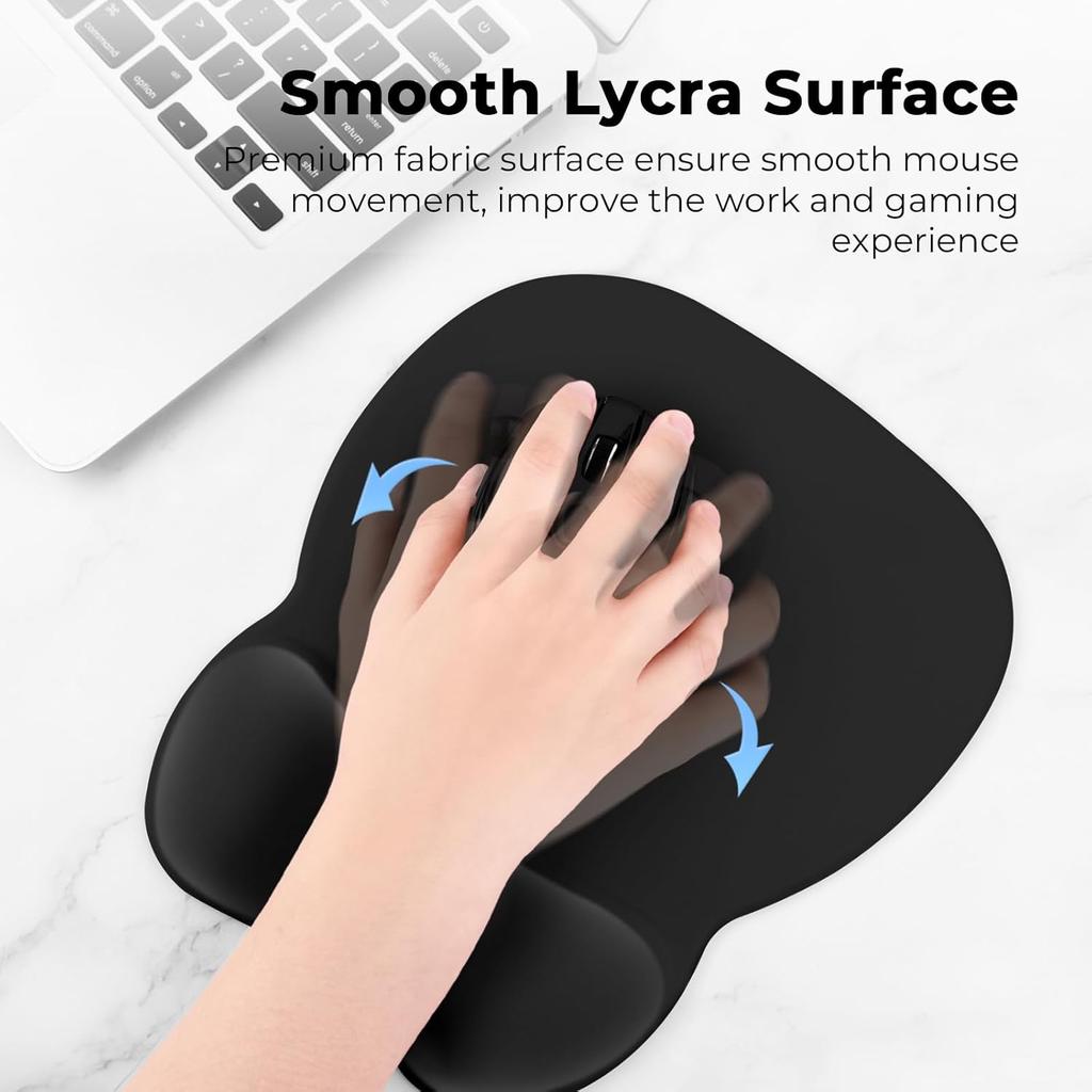 Ergonomic Mouse Pad with Wrist Support Mousepad with Memory Foam Wrist Rest and Non-Slip Base for Computer Cafe 9.64 X 8.26 In Office Desk Accessories