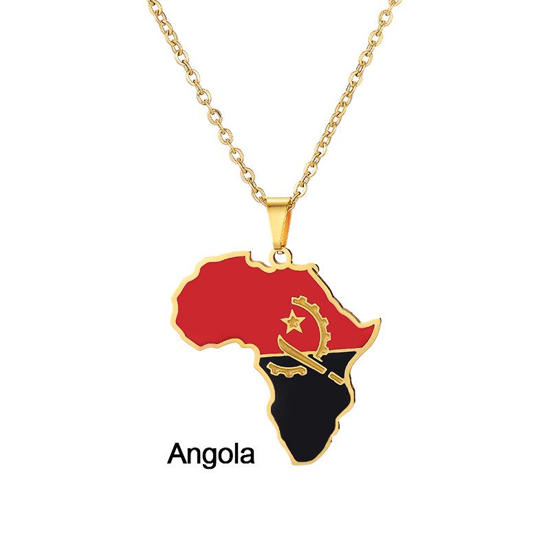 Stainless Steel Africa Map Necklace: Nigeria, Ghana, Somalia Pendant Jewelry