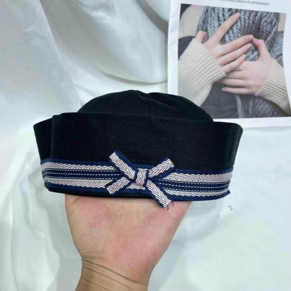 Flip Brim Sailor Hat Dome Bow Navy Hat New Marine Captain Cap  Spice Girl