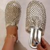 Fashion 2025 New Women Slippers Summer Luxury Brand Slippers Lightweight Round Head Shoes Water Diamond Large Flat Sandals Slides Women