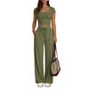 Ladies' Casual Slim Fit Two-piece Set With Short Sleeves And Long Pants