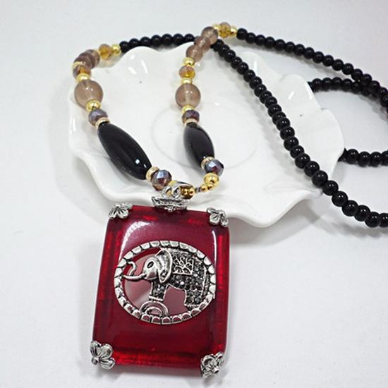 Ethnic Style Long Necklace: Retro Water Drop Pendant with Colored Shell for Fall/Winter