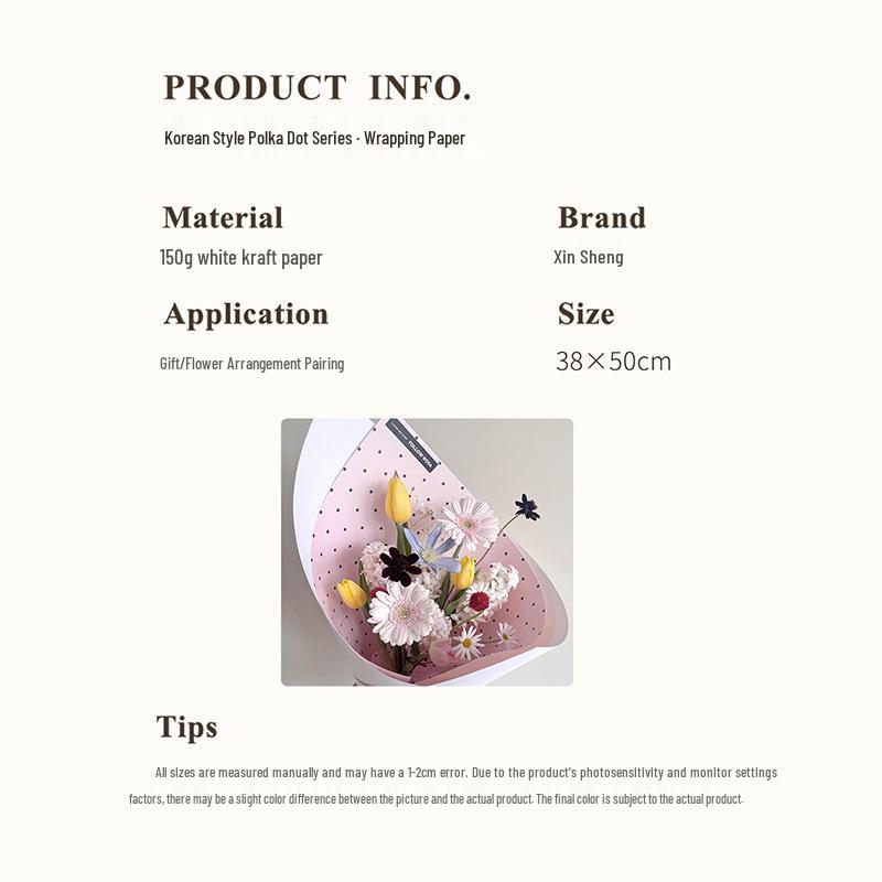 Korean Polka Dot Floral Gift Wrapping Paper - DIY Exquisite Bouquet Paper