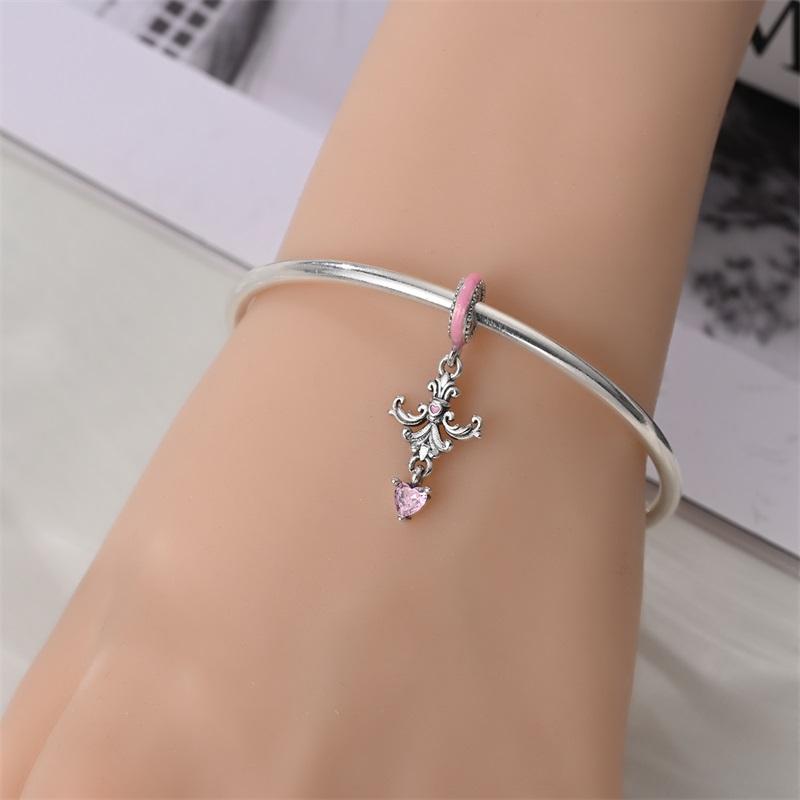 Copper Plated Magic Mirror Princess Angel Pink Charm Beads Suitable Fit Panoriginal Bracelet Exquisite Diy Jewelry