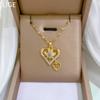 Double-Layer Love Zircon Light Luxury Temperament Gorgeous Full Diamond Necklace Female Versatile Collarbone Chain Titanium Steel Chain