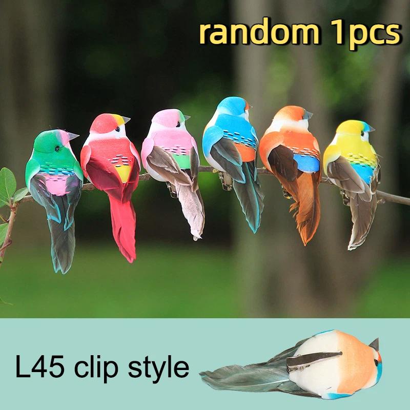 1pcs Simulated small bird with gold powder feathers, green plants, garden greening decoration, artistic bird .