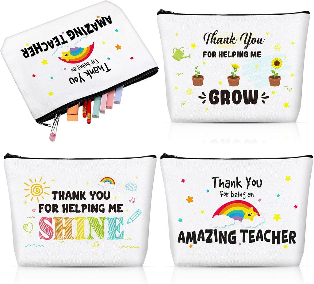 Teacher Gifts Teacher Appreciation Gifts Thank You Teacher Gift Bags Zipper Cosmetic Makeup Bag Canvas Pencil Pouch