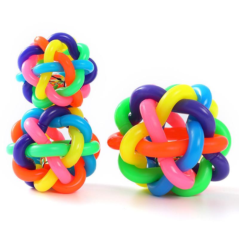 Colorful Bell Ball Small Size Rubber Braided Ball For Dogs Pet Toy Wholesale