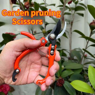 Multi-functional Garden Scissors Manual with Safety Buckle Stainless Steel Spring Gardening Pruning Shear Branch Plant Cutter