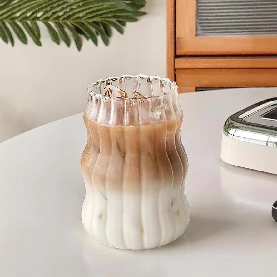 Simple Thickened Milk Juice Cup Borosilicate Glass Cloud Cup Household Transparent High Temperature Resistant Single Layer Glass