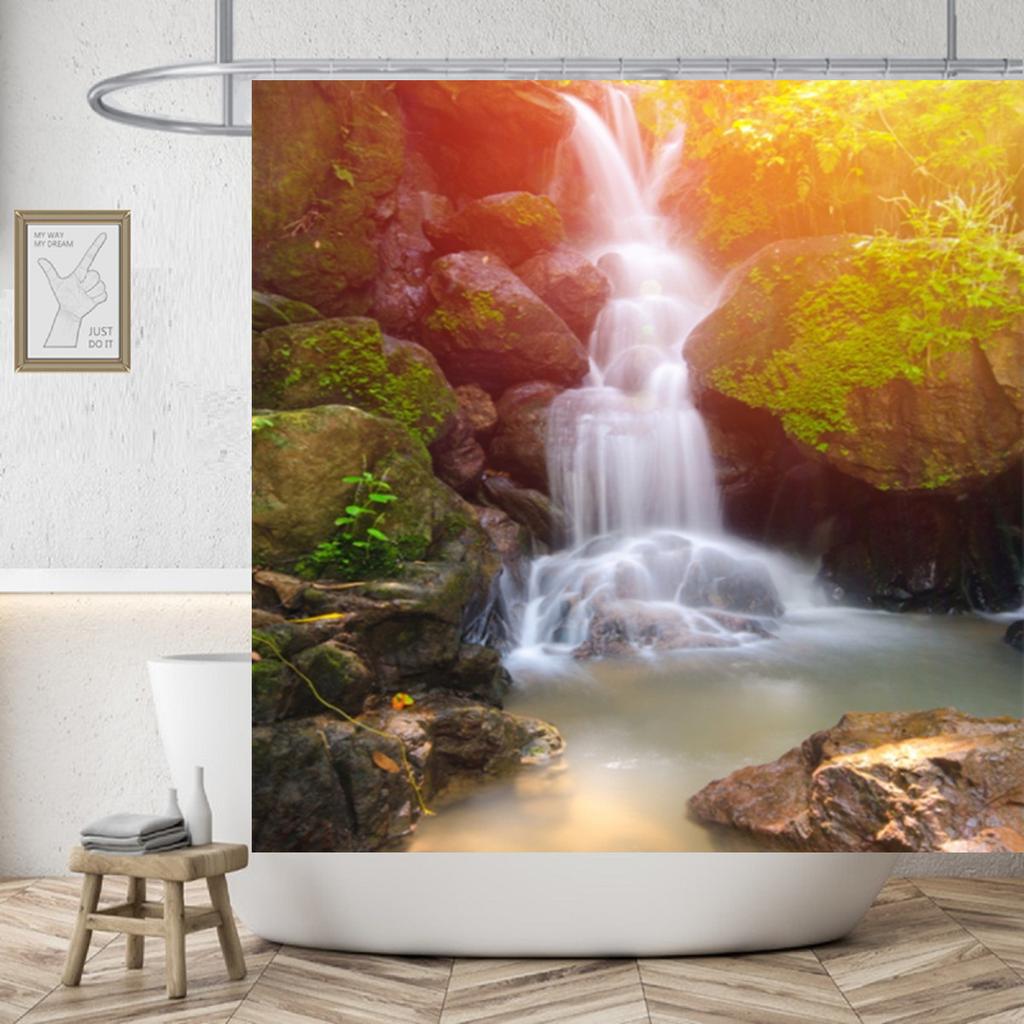 Beach Ocean Theme Shower Curtain for Bathroom Sunrise Sunset View Scene Hawaii Seashore Summer Coastal Seaside Seascape Decor