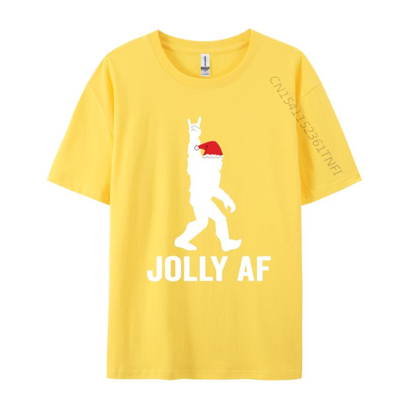 Jolly Af Bigfoot Santa Christmas Sasquatch T Shirts Tops Tees for Unisex High Quality All Cotton T Shirt Camisas Basicas Hombre