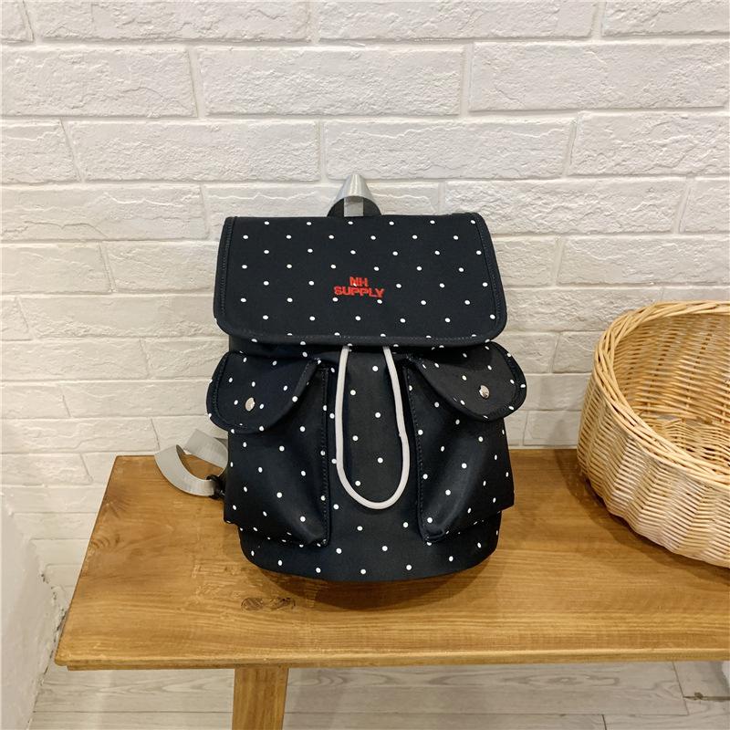 Schoolbag Bow Polka Dot Strap Backpack Female College Style College Student Commuter School Bag Niche Leisure Travel Small Backpack
