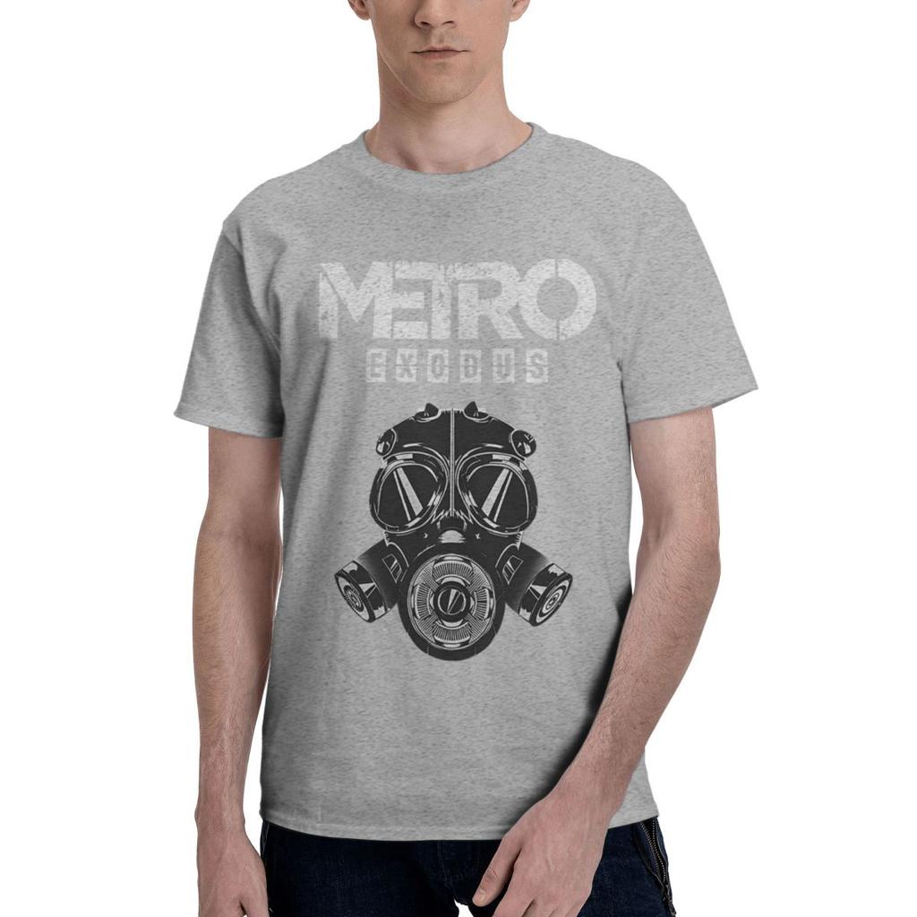 Metro Exodus Gas Mask Print 100 Cotton Casual Breathable Confortable Manga High End Mens Clothing Clothes Men