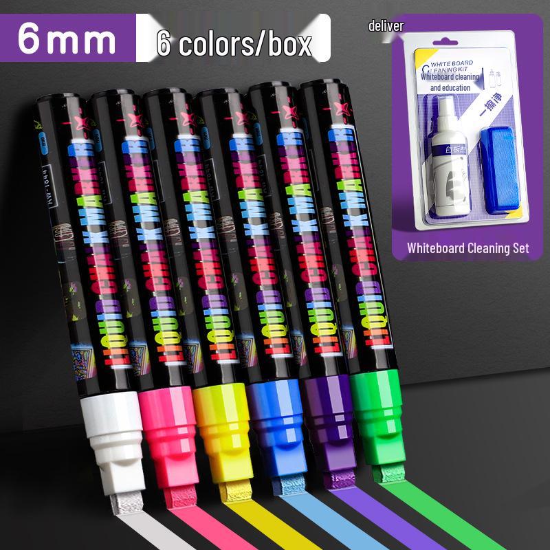 Набор светодиодных флуоресцентных маркеров-хайлайтеров и маркеров для стекла для светящихся досок